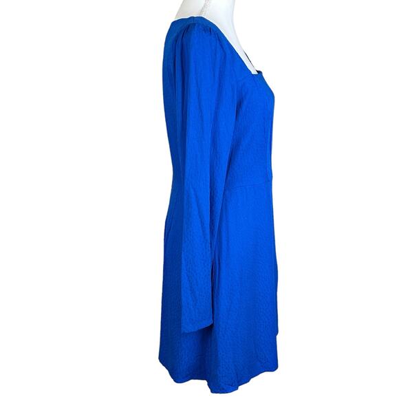 Copper Key Faux Wrap Dress Size Medium Blue Career Textured Classic Rayon  Mini - Picture 3 of 16